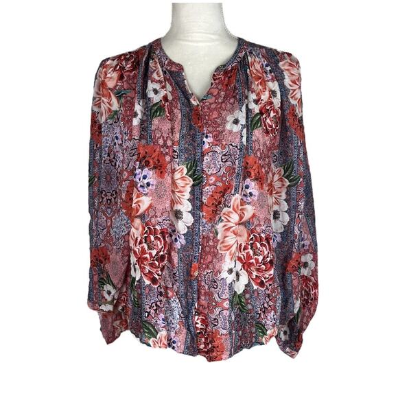 Johnny Was Jade Ingrid Floral Blouse Boho Relaxed Button Down Shirt Size XS - Picture 5 of 10
